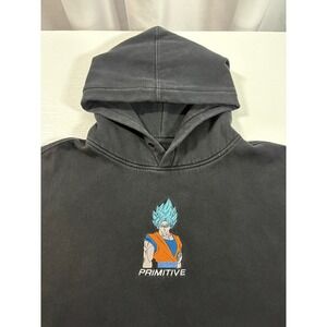 Dragon Ball Super Goku Primitive X Embroidered Black Hoodie Mens Large MC0059